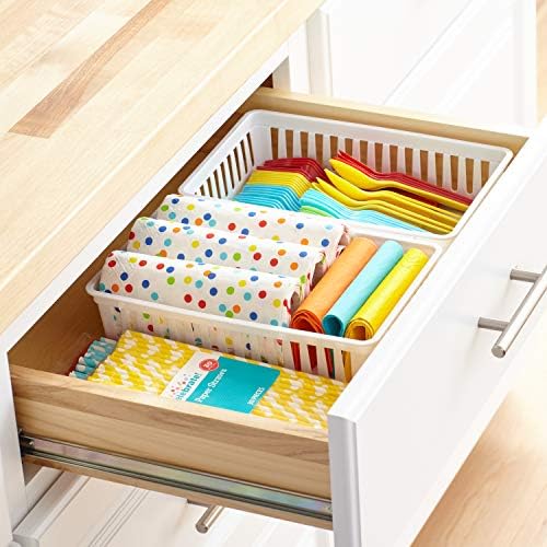 Tribello Plastic Bin Baskets for Organizing, White Storage Tray, Rectangle 9 x 6 x 2 - Pack of 12 - Made in USA - Image 2