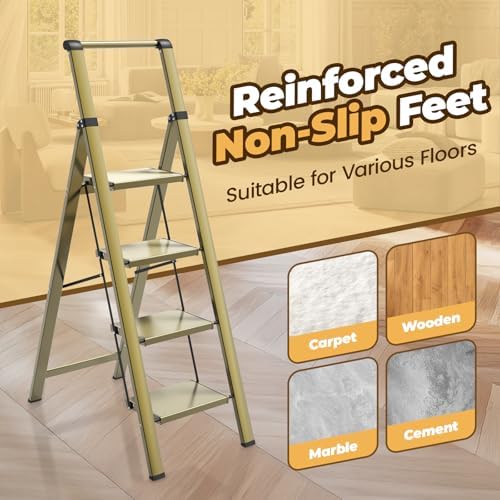 HBTower 4 Step Ladder, Lightweight Aluminum Folding Step Stool - Image 5
