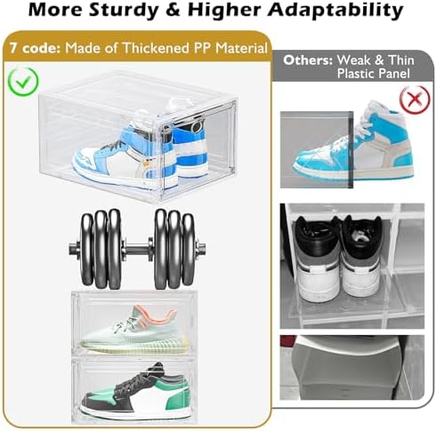 Large Thick Clear Shoe Organizer, Magnetic Door Stackable Shoe Storage Box - Image 5