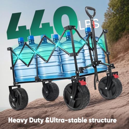 Sekey 220L Beach Wagon, 440 lb Capacity, Foldable, 8 in Wide Wheels - Image 3