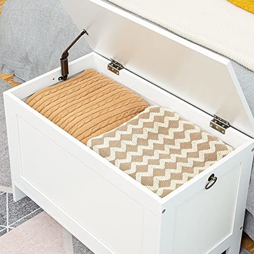 HOOBRO Toy Box, Retro Wooden Look Storage Chest with Safety Hinge, Entryway Storage Bench Supports 330 lb, 29.9 x 15.7 x 18.9 Inches Toy Chest Organizer, Easy Assembly (White) WT75CW01G2 - Image 6