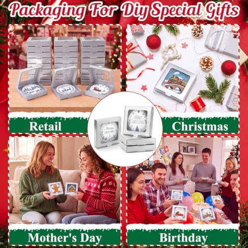 Dunzoom 25 Pcs Christmas Sublimation Blanks Ornament Gift Box, Silver - Image 4