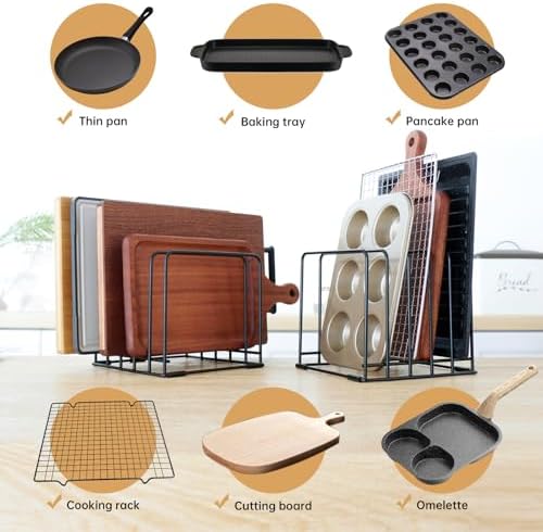 Cutting Board Organizer,Kitchen Cabinet Organizer,Divided Rack with 5 Slots for Baking Trays,Space-Saving Kitchen Storage for Cutting Boards, Cookie Sheet, Thin Pans and Baking Sheets Holder (1pcs) - Image 3