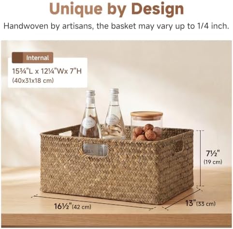 StorageWorks Extra Large Wicker Baskets for Organizing, Seagrass Baskets - Image 3