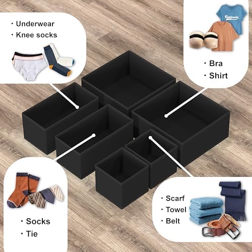 Simple Houseware Foldable Drawer Organizer Stocking Bin, Set of 12, Black - Image 4