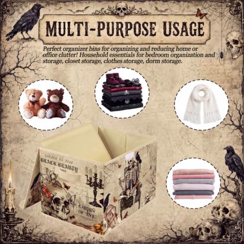 Briwooody Vintage Gothic Halloween Storage Bin with Lid and Carrying Handle - Image 5