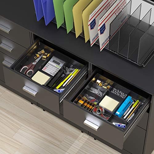 Simple Houseware Drawer Organizer Tray, 9 Adjustable Compartments, Black - Image 2