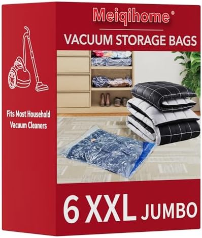 MEIQIHOME Vacuum Storage Bags, Space Saver Sealer Bags,Vacuum seal bags for clothing, Pillows, Comforters, Blankets, Bedding,Travel,6 XXL by MEIQIHOME
