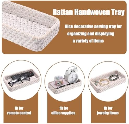 BTSKY Small Remote Basket for Coffee Table Entryway Living Room, Rattan - Image 5
