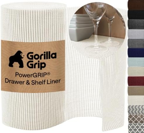 GORILLA GRIP powerGRIP Drawer Shelf and Cabinet Liner, 12"x10', Snow White by GorillaGrip