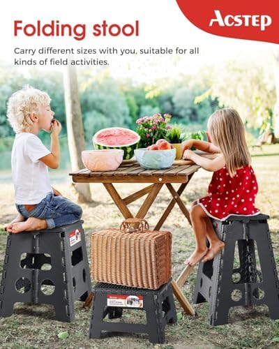 ACSTEP 13" Folding Step Stool- Holds up to 300Lb,The Lightweight Non-Slip Upgrade Collapsible Stepping Stool is Sturdy Enough to Support Adults and Safe Enough for Kids(Grey,1 Pack) - Image 6