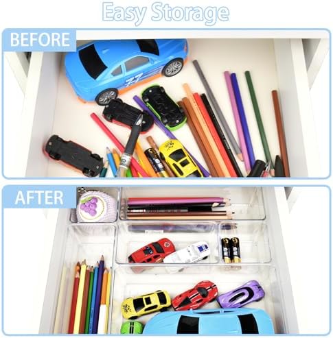 Manalete 15 Pcs Clear Plastic Drawer Organizer, Makeup & Vanity Organizer - Image 3
