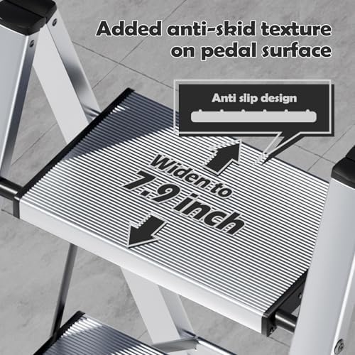 Taranta 4 Step Stool Foldable,Aluminum Step Ladder-Sliver - Image 3