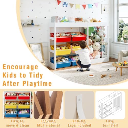 VontinT 50.6"W Toy Organizers and Storage with Stuffed Animal Holder,Wooden - Image 5