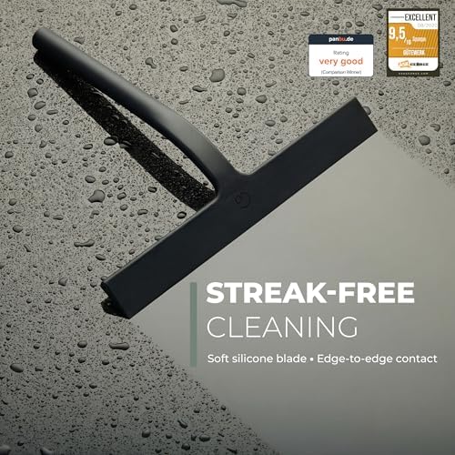 GÜTEWERK Silicone Shower Squeegee with 3-in-1 No-Drill Mount, Black, 15'' - Image 3