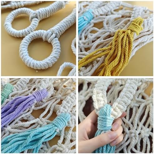 Large Cotton Rope Weaving Stuffed Animal Storage Plush Toy Net Wall Hanging Hammock Organizer Holder with Colorful Tassel for Nursery Room Boho Deco - Image 4