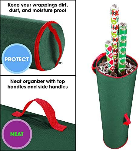 Wrapping Paper Storage Bag | Wrapping Paper Organizer Under Bed for Storing Multiple Rolls of Gift Wrap, 40” Length Container Constructed of Durable 600D Oxford Material (Green) - Image 4