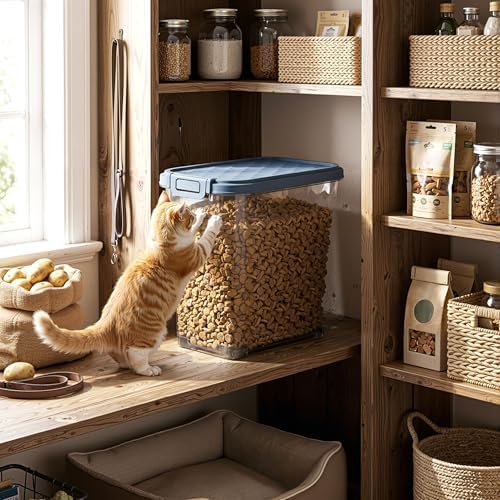 DRATO Pet Food Storage Container with Sealed Lid, Transparent Large Capacity Resin Bin for Dry Food, Treats, and Supplies, Includes Measuring Cup and Slow-Feed Bowl - Image 5