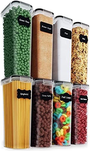 Chef's Path - Kitchen Storage Box Set - 8 Airtight Food Jars for Storing Spaghetti, Pasta, Flour, Cereals, Pet Food Preservation, BPA Free (3 quarts) by ChefsPath