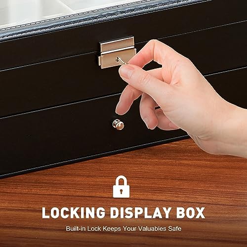 CO-Z Sunglasses Organizer with 12 Slots, Multiple Eyeglasses Eyewear Display Case for Women Men, 2 Story Leather Multi Sunglasses Jewelry Collection Holder with Drawer - Image 4