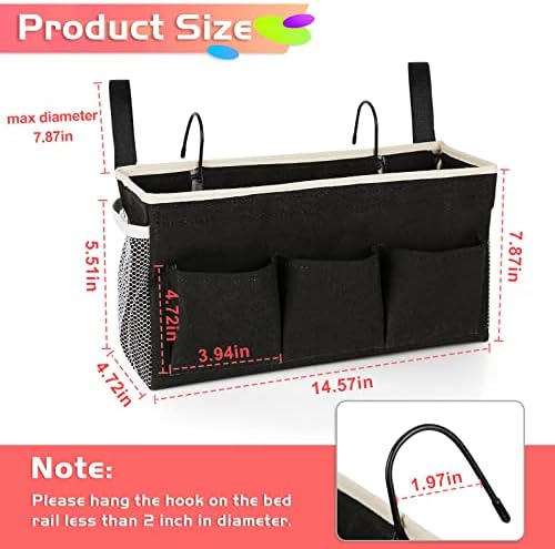 Bedside Caddy, Bedside Storage Bag Hanging Organizer for Bunk Dorm Bed Rail - Image 4
