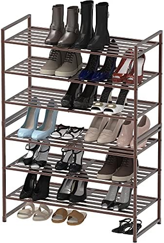 Simple Houseware 3-Tier Stackable Metal Panel Shoe Rack, Bronze - Image 5