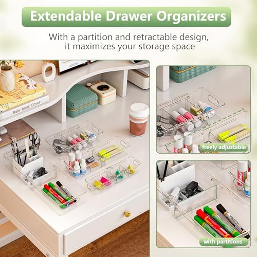 BLULEE Bathroom Drawer Organizer Trays,Clear Makeup Bins,16 Pack - Image 4