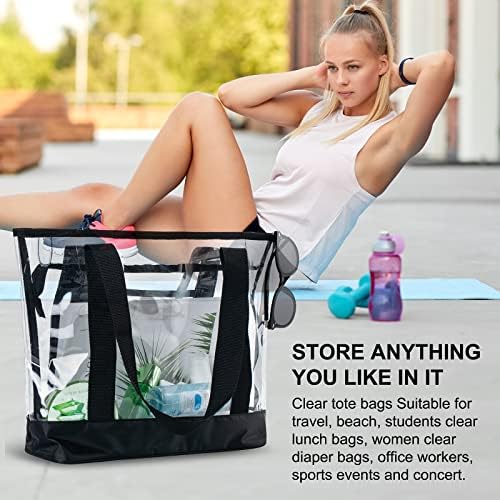 BORMELUN clear tote bag,Purse handle with zipper for work plastic transparent see through women - Image 4