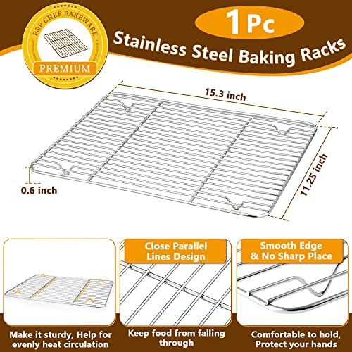 P&P CHEF Stainless Steel Baking Sheet with Rack Set for Cookie, 16 Inch - Image 3