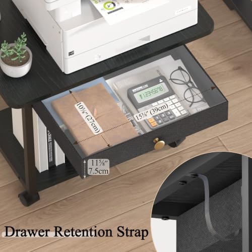 MARTY 22"x15.75" Large Printer Stand with Drawer,Rolling Cart Printer Table - Image 5