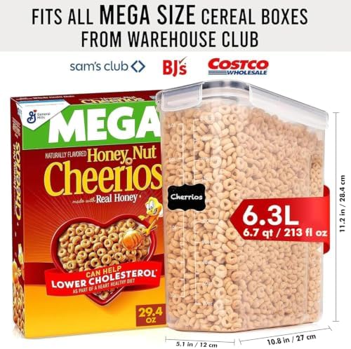 Shazo 2 Pack (6.3L / 213OZ) EXTRA Large Airtight Food Storage Cereal Containers for Bulk Food Storage BPA-Free Plastic Container, Pantry Organization and Canister for Rice, Pasta, Sugar & Flour - Image 2