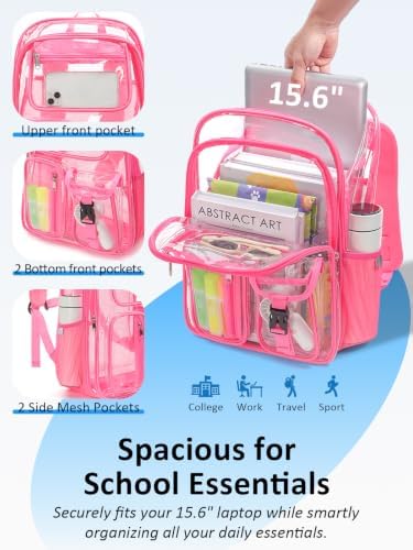 Clear Backpack for School, 17" Heavy Duty Double-Layer Clear Bookbag - Image 4