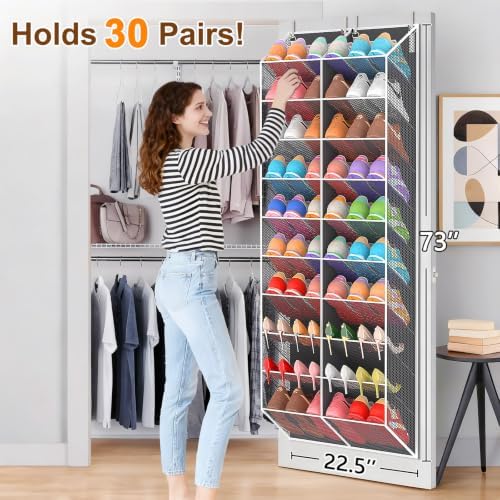 UVIAHOMI Over the Door Shoe Organizer for 30 Pairs, 10-Tier, Dark Grey - Image 2