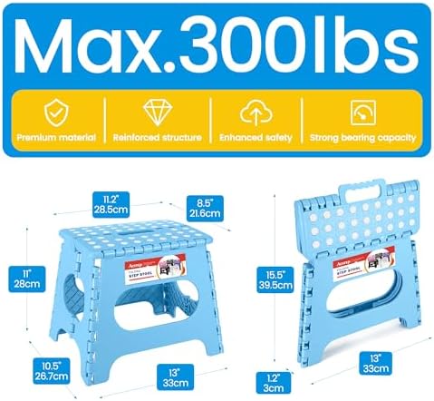ACSTEP 11 Inch Folding Step Stool for Kids, Non-Slip Foldable Stools, Blue - Image 4