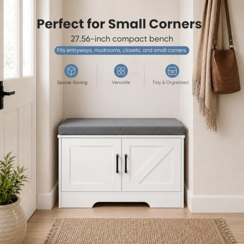 NEWBULIG Shoe Bench with Storage for Entryway, 27.6" Shoe Storage Bench - Image 4