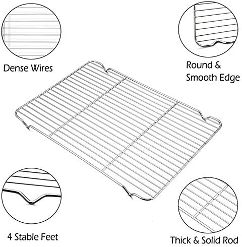 P&P CHEF Cooling Baking Rack Stainless Steel, 16.6" x 11.5", 2 Pcs, Silver - Image 3