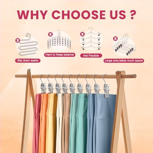 50 Pack Pants Hangers with Clips,Legging & Jean Hangers for Closet Hanging - Image 4