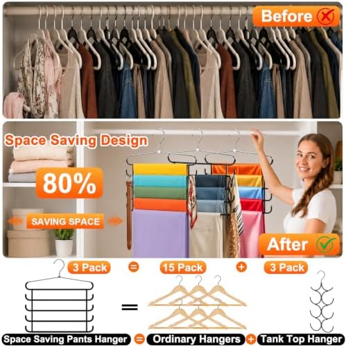 HEYHOUSE Heavy Duty 5-Tier Metal Pant Hangers Space Saving Closet Organizer - Image 3