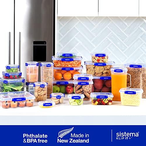 Sistema KLIP IT+ 6-Pack Rectangle Food Storage Containers, Stackable & Airtight Food Boxes with Lids, Dishwasher, Freezer, & Microwave-Safe, BPA-Free, 2.2L / 1L / 400mL - Image 6