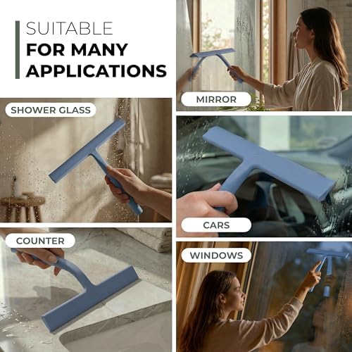 GÜTEWERK Silicone Shower Squeegee with 3-in-1 No-Drill Mount, Blue, 11'' - Image 6