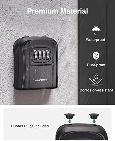 Puroma Key Lock Box Outdoor 4 Digit Code Combination Lockbox House, 4 Black - Image 7