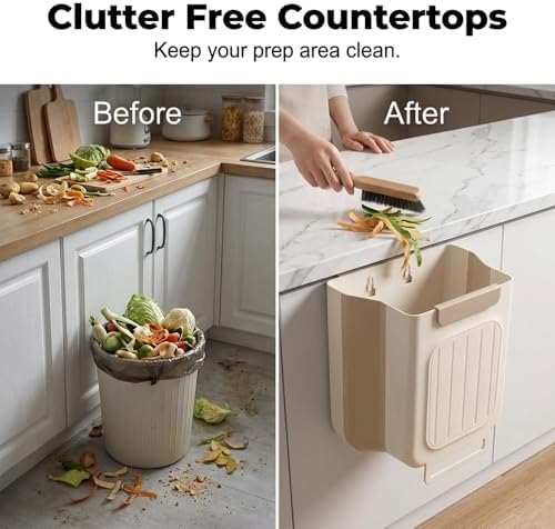 2026 New Foldable Hanging Trash Can, 6L/11L Hanging Bin for Kitchen Cabinet Doors, for Kitchens, Bathrooms, RVs, Cars & Camping (Cream White, 11 Liters) - Image 4