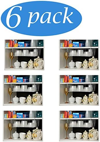 YBM Home Under Shelf Wire Basket Storage Organizer for Kitchen Pantry - Hanging Storage Cabinet Organizer Rack Adds Extra Storage Space Underside the Shelf (6, Medium) - Image 2