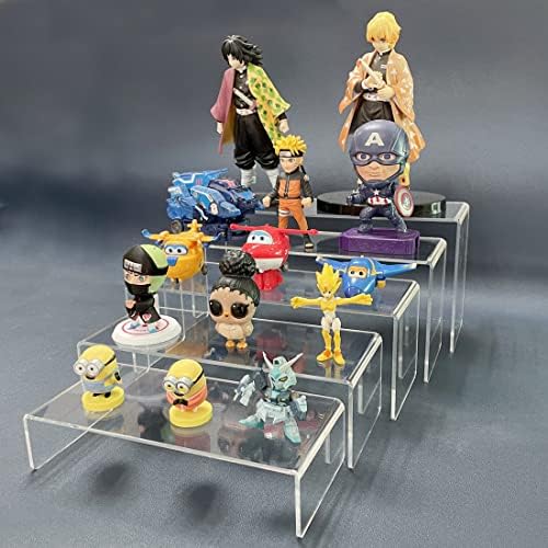 5 Pack acrylic display stand, Acrylic Display Risers, 5 Sizes Clear Product Stand, Jewelry Display Riser Shelf Showcase Fixtures For Collectibles Display, Figure Display - 6.8" to 10" - Image 5