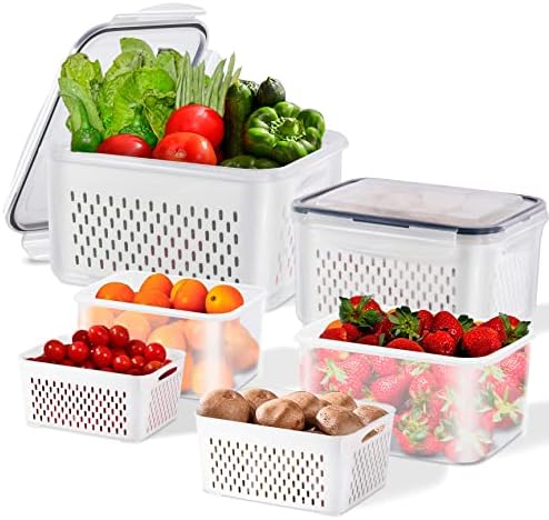 4 Pack Fresh Food Storage Containers, Fruit Organizer for Refrigerator by YUNLINLI