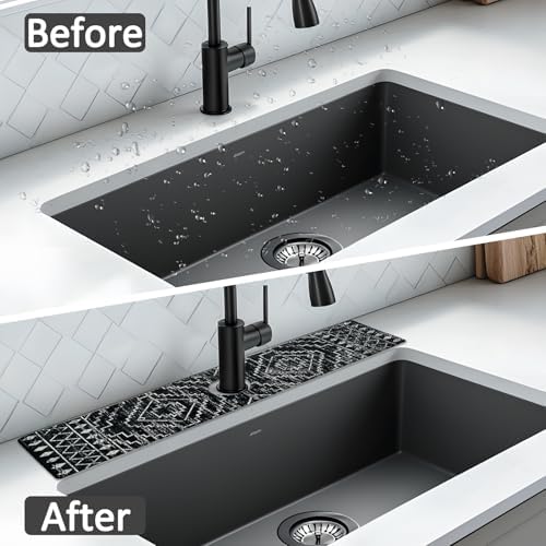 24" X 5.5" Kitchen Sink Splash Guard Faucet Mat Aztec Super Absorbent Fast Drying Faucet Guard & Draining Mat Sink Splash Guard Behind Faucet for Kitchen, Bathroom - Image 6