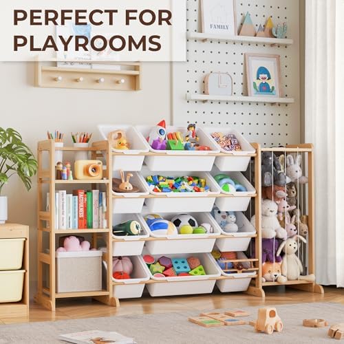 Toy Storage Organizer with Bookshelf and Stuffed Animal Storage - Kids Playroom Organization with 3 Shelves and 12 Bins - Toddler Living Room Toy Box for Collections - Nursery Bedroom Decor Essential - Image 3