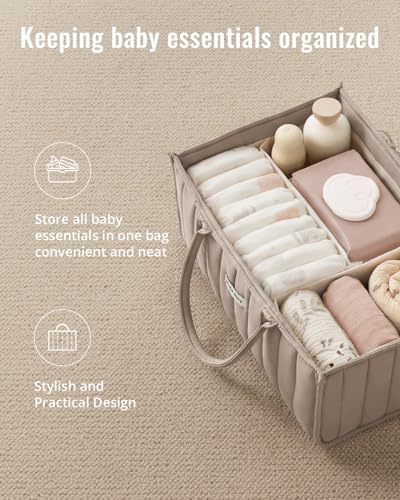 Blissful Diary Baby Diaper Caddy Organizer, Nursery Storage,Sand - Image 4