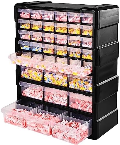 Elevon Hardware and Craft Cabinet 14.8" W x 6.3" D x 18.7" H, 39 Drawers, Black by ELEVON