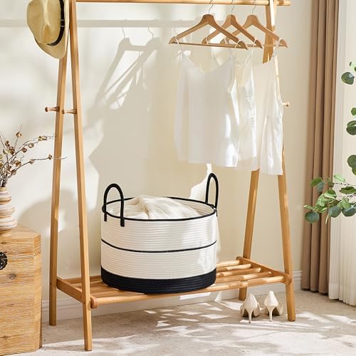 KAKAMAY Large Blanket Basket with Handles, Storage Basket for Living Room - Image 5